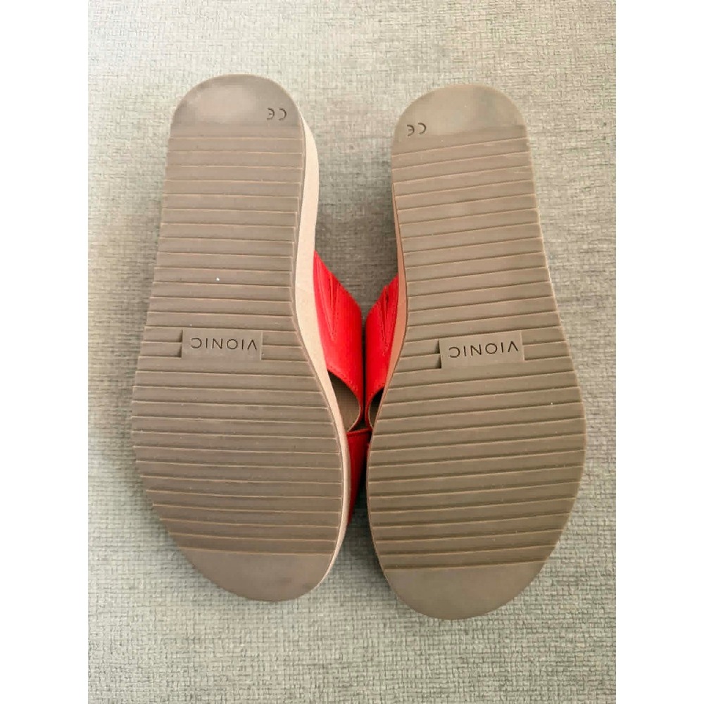 Vionic Hayden Cherry Red Leather Orthotic Platform Slide Sandal 6W - Picture 10 of 12